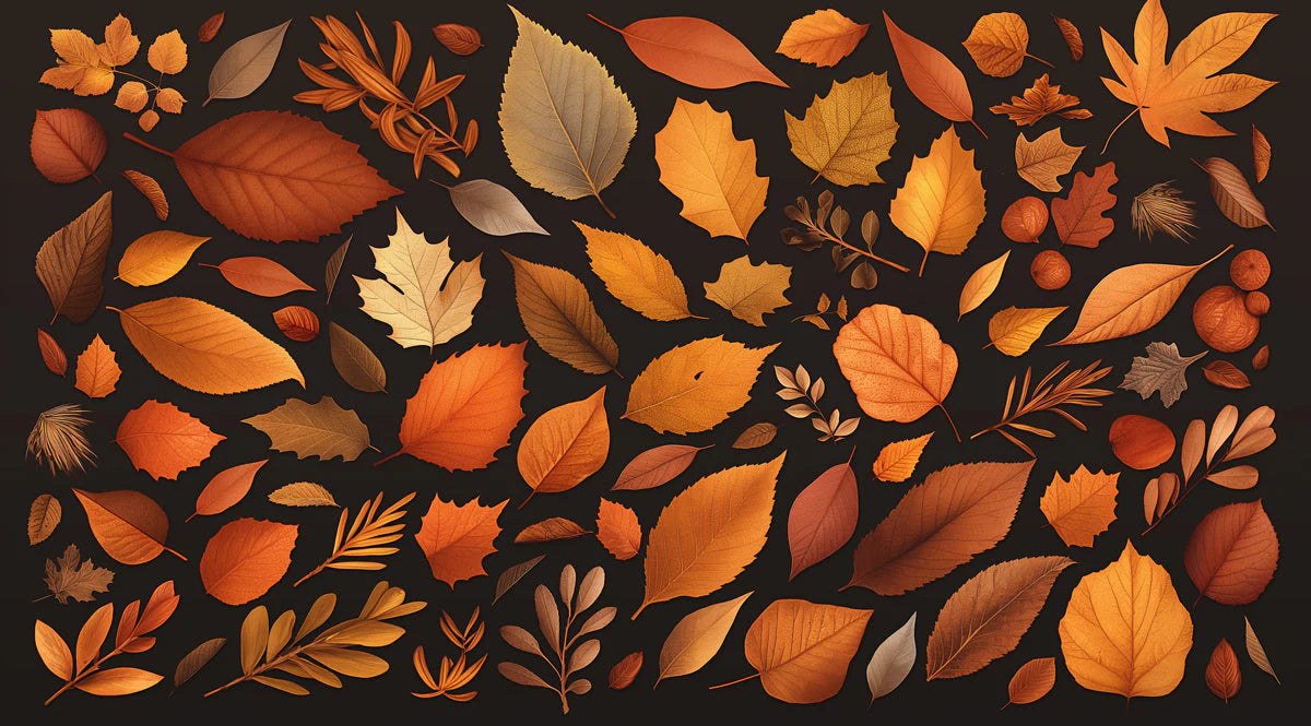 Autumn Leaves Mural Wallpaper in Bedroom Brown, Orange, and Yellow Autumn Leaves -1 Mural Wallpaper - room preview 02