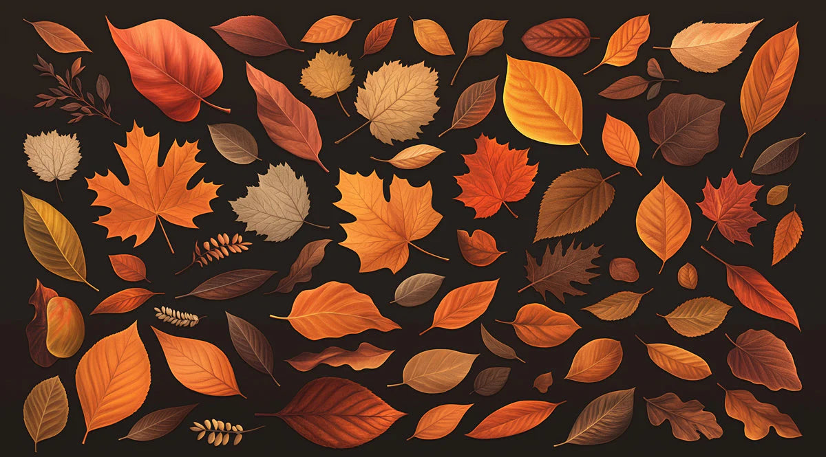 Autumn Leaves Mural Wallpaper in Bedroom Brown, Orange, and Yellow Autumn Leaves -3 Mural Wallpaper - room preview 02
