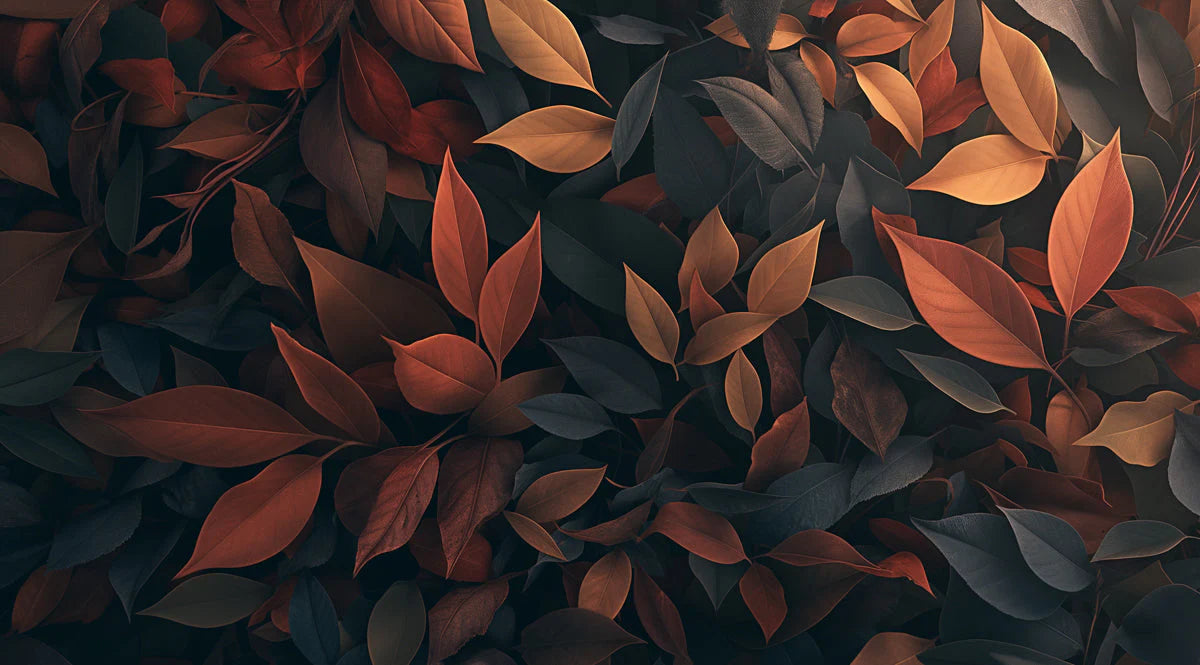 Autumn Leaves Mural Wallpaper in Bedroom Brown, Orange, and Yellow Autumn Leaves -4 Mural Wallpaper - room preview 02