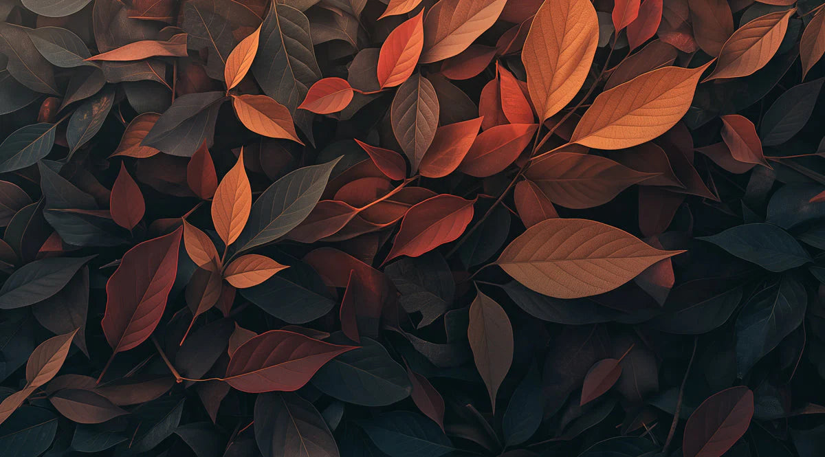Autumn Leaves Mural Wallpaper in Bedroom Brown, Orange, and Yellow Autumn Leaves -6 Mural Wallpaper - room preview 02