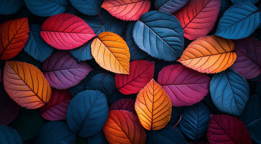 Botanical Wallpaper Mural – Leaf & Plant Wall Mural for bedroom – Colorful Leaf in Bedroom Various Colors (Orange, Blue, Purple, etc.) Leaves -1 printable artwork