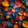 Colorful Leaf Mural Wallpaper in Bedroom Various Colors (Orange, Blue, Purple, etc.) Leaves -2 Mural Wallpaper - room preview 02