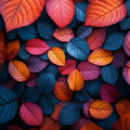 Colorful Leaf Mural Wallpaper in Bedroom Various Colors (Orange, Blue, Purple, etc.) Leaves -3 Mural Wallpaper - room preview 02