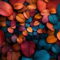 Colorful Leaf Mural Wallpaper in Bedroom Various Colors (Orange, Blue, Purple, etc.) Leaves -4 Mural Wallpaper - room preview 02