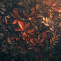 Autumn Leaf Mural Wallpaper in Bedroom Brown, Orange, and Dark Green Autumn Leaves -2 Mural Wallpaper - room preview 02