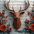 Deer and Roses Mural Wallpaper in Living Room Brown, Orange, and Gray Deer and Roses Mural Wallpaper - room preview 02