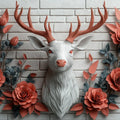 Deer and Roses Mural Wallpaper in Living Room Brown, Orange, and Gray Deer and Roses -1 Mural Wallpaper - room preview 02
