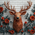 Deer and Roses Mural Wallpaper in Living Room Brown, Orange, and Gray Deer and Roses -2 Mural Wallpaper - room preview 02