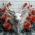 Deer and Roses Mural Wallpaper in Living Room Brown, Orange, and Gray Deer and Roses -3 Mural Wallpaper - room preview 02
