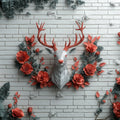 Deer and Roses Mural Wallpaper in Living Room Brown, Orange, and Gray Deer and Roses -4 Mural Wallpaper - room preview 02