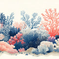 Coral Reef Mural Wallpaper in Cafe Blue, Pink, and White Corals Mural Wallpaper - room preview 02