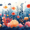 Coral Reef Mural Wallpaper in Dining Room or Kid's Room Blue, Pink, and White Corals -1 Mural Wallpaper - room preview 02
