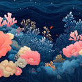 Coral Reef Mural Wallpaper in Dining Room or Kid's Room Blue, Pink, and White Corals -2 Mural Wallpaper - room preview 02