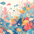 Coral Reef Mural Wallpaper in Nursey Blue, Pink, and White Corals -4 Mural Wallpaper - room preview 02