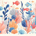 Coral Reef Mural Wallpaper in kid's Room Blue, Pink, and White Corals -5 Mural Wallpaper - room preview 02