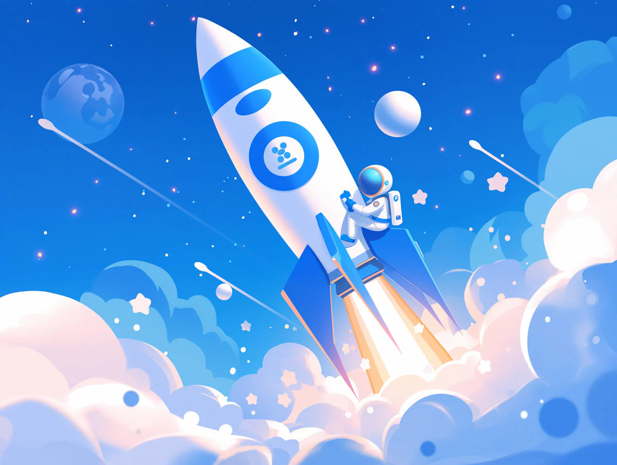Astronaut and Rocket Mural Wallpaper in Child's Room Blue, Purple, and Orange Astronaut and Rocket -2 Mural Wallpaper - room preview 02