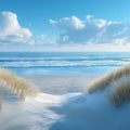 Beach Scene Mural Wallpaper in Living Room Blue, White, and Beige Beach and Sky Mural Wallpaper - room preview 02