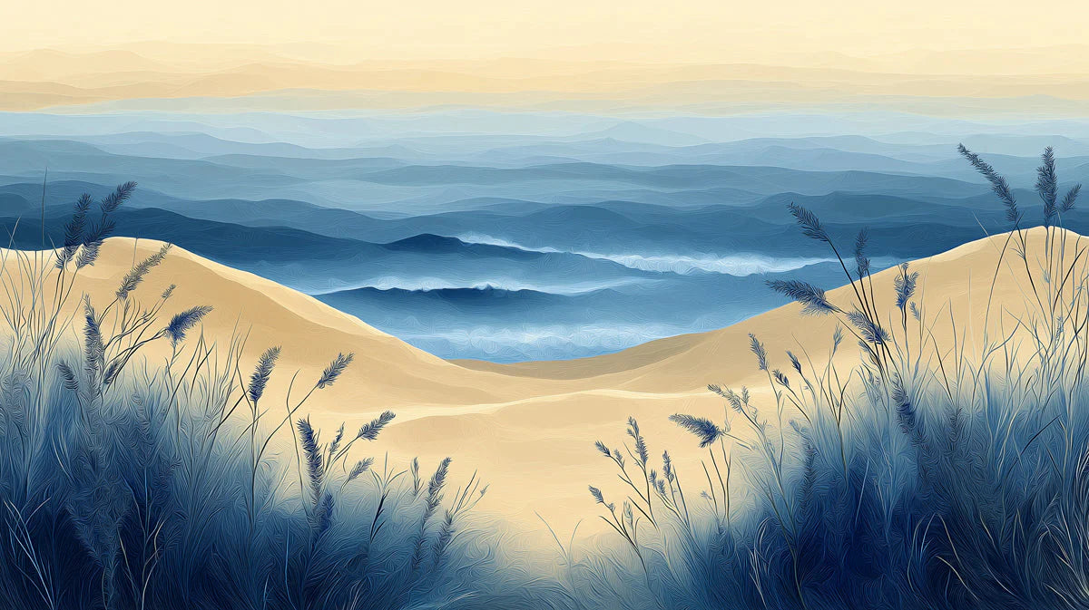 Beach Scene Mural Wallpaper in Living Room Blue, White, and Beige Beach and Sky -1 Mural Wallpaper - room preview 02