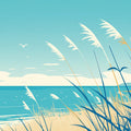 Beach Scene Mural Wallpaper in Living Room Blue, White, and Beige Beach and Sky -3 Mural Wallpaper - room preview 02