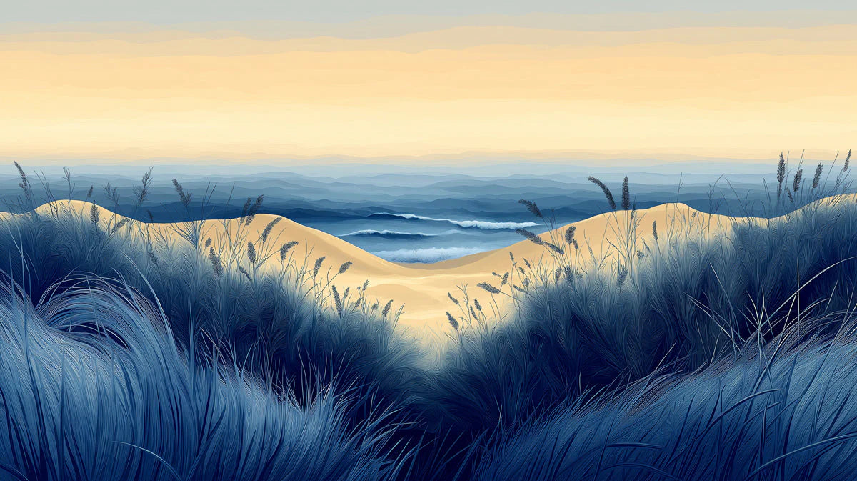 Beach Scene Mural Wallpaper in Living Room Blue, White, and Beige Beach and Sky -4 Mural Wallpaper - room preview 02