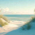 Beach Scene Mural Wallpaper in Living Room Blue, White, and Beige Beach and Sky -5 Mural Wallpaper - room preview 02