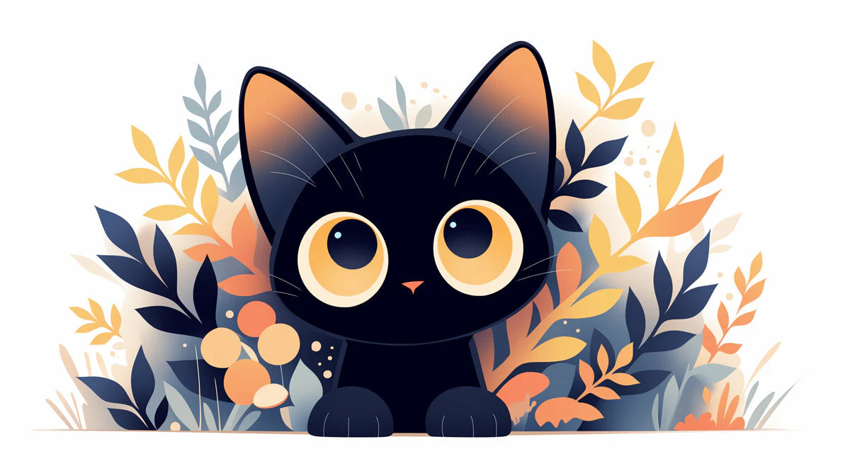 Black Cat and Autumn Leaves Mural Wallpaper in Playroom Black, Orange, and Yellow Cat -1 Mural Wallpaper - room preview 02