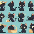 Black Cat and Autumn Leaves Mural Wallpaper in bedroom Black, Orange, and Yellow Cat -3 Mural Wallpaper - room preview 02