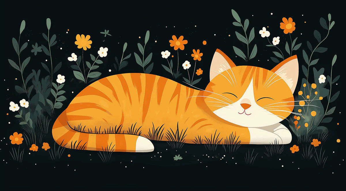 Black Cat and Autumn Leaves Mural Wallpaper in Kid's room Black, Orange, and Yellow Cat Mural Wallpaper - room preview 02