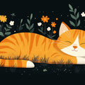 Black Cat and Autumn Leaves Mural Wallpaper in Kid's room Black, Orange, and Yellow Cat Mural Wallpaper - room preview 02