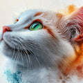 3D Cat Mural Wallpaper in Living Room Orange, Yellow, and Gray Cat Mural Wallpaper - room preview 02