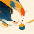 Abstract Cat Mural Wallpaper for a commercial space Blue, Orange, Yellow, and Black Cat Mural Wallpaper - room preview 02
