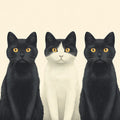 Black Cats Mural Wallpaper in Living Room Black, White, and Gold Cats Mural Wallpaper - room preview 02