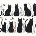 Black Cats Mural Wallpaper in Bed Room Black, White, and Gold Cats Mural Wallpaper - room preview 02