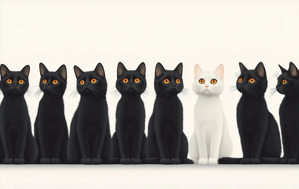 Black Cats Mural Wallpaper for Living Room Black, White, and Gold Cats Mural Wallpaper - room preview 02