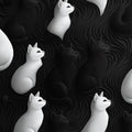 Black and Wahite Cats Mural Wallpaper in Living Room or Lounge Black, White, and Gold Cats Mural Wallpaper - room preview 02