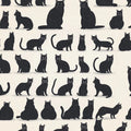 Black Cats Pattern Mural Wallpaper in Living Room Black, White, and Gold Cats Mural Wallpaper - room preview 02