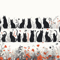 Black Cats Mural Wallpaper for a girl's room Black, White, and Gold Cats Mural Wallpaper - room preview 02