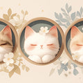 Sleeping Cats in Frames Mural Wallpaper in Bedroom Beige, White, and Pastel Colors of Sleeping Cats Mural Wallpaper - room preview 02