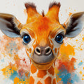 Abstract Giraffe Mural Wallpaper in Kid's Bed Room Orange, Blue, Yellow, and Red Giraffe -1 Mural Wallpaper - room preview 02
