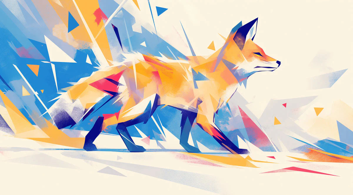 Music and Fox Mural Wallpaper in Living Room Blue, Orange, and Yellow Fox -1 Mural Wallpaper - room preview 02