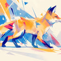 Music and Fox Mural Wallpaper in Living Room Blue, Orange, and Yellow Fox -1 Mural Wallpaper - room preview 02