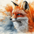 Fox Head Mural Wallpaper in a home office Orange, White, and Blue Fox Mural Wallpaper - room preview 02