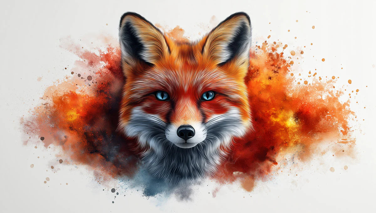 Fox Head Mural Wallpaper in Living Room Orange, White, and Blue Fox -1 Mural Wallpaper - room preview 02