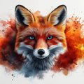Fox Head Mural Wallpaper in Living Room Orange, White, and Blue Fox -1 Mural Wallpaper - room preview 02