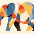Abstract Elephant Mural Wallpaper in Bedroom Various Colors (Blue, Orange, Yellow, etc.) of Elephant Mural Wallpaper - room preview 02