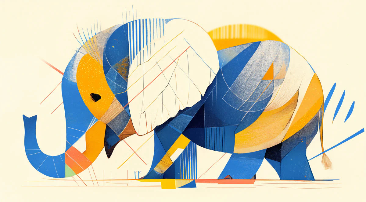 Abstract Elephant Mural Wallpaper in Bedroom Various Colors (Blue, Orange, Yellow, etc.) of Elephant -3 Mural Wallpaper - room preview 02