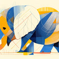 Abstract Elephant Mural Wallpaper in Bedroom Various Colors (Blue, Orange, Yellow, etc.) of Elephant -3 Mural Wallpaper - room preview 02