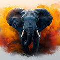 Elephant Head Mural Wallpaper in home office Blue, Orange, and Various Earth Tones with Elephant Mural Wallpaper - room preview 02