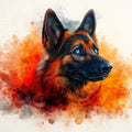 Dog Portrait Mural Wallpaper in Living Room Blue, Orange, Red, and Black Dog -1 Mural Wallpaper - room preview 02