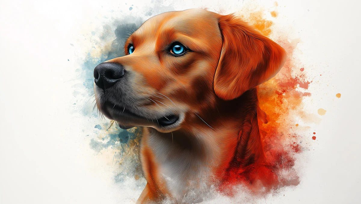 Dog Portrait Mural Wallpaper in Living Room Blue, Orange, Red, and Black Dog -2 Mural Wallpaper - room preview 02